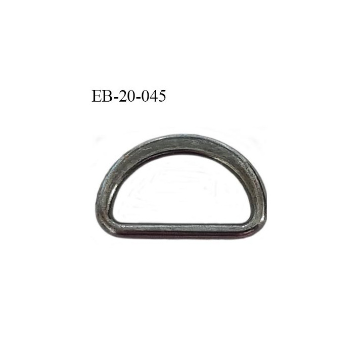 Boucle étrier 19 mm demi rond métal couleur acier largeur extérieur 1.9 cm intérieur 1.5 cm idéal sangle de 15 mm hauteur 1.3 cm