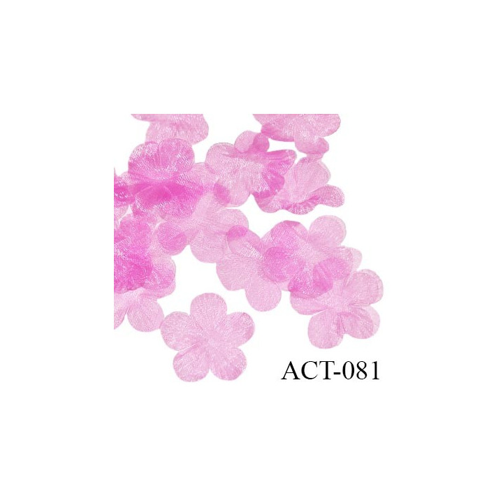 Décor ornement lingerie et autres fleur synthétique style organza couleur rose irisé très fin diamètre 35 mm prix à la pièce