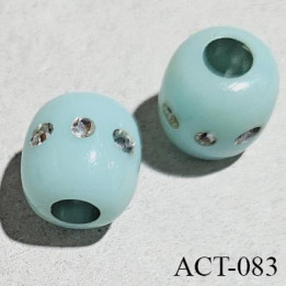 Perle 12 mm couleur bleu lagon avec strass diamètre 12 mm et trou pour cordon de 4 mm prix à la pièce