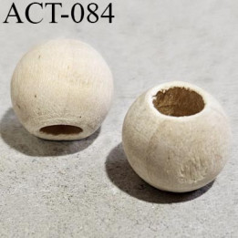 Perle en bois 12 mm couleur bois naturel diamètre 12 mm et trou pour cordon de 4 mm prix à la pièce