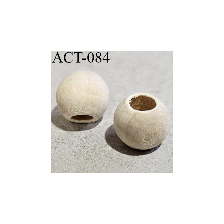 Perle en bois 12 mm couleur bois naturel diamètre 12 mm et trou pour cordon de 4 mm prix à la pièce