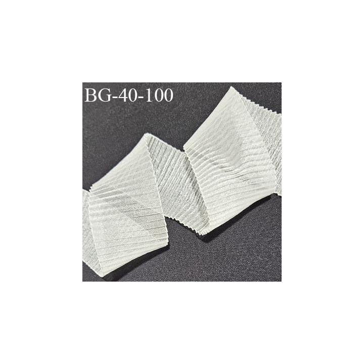 Galon ruban plissé style organza couleur naturel nacré brillant largeur 40 mm prix au mètre