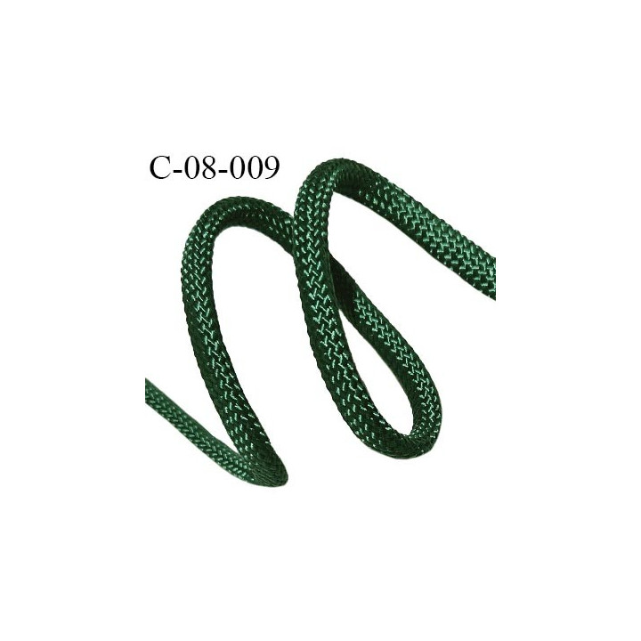 Cordon 8 mm synthétique très solide couleur vert satiné diamètre 8 mm avec cordon intérieur de 7 mm prix au mètre
