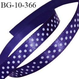 Galon ruban 10 mm couleur violet bleuté à pois blanc largeur 10 mm prix au mètre