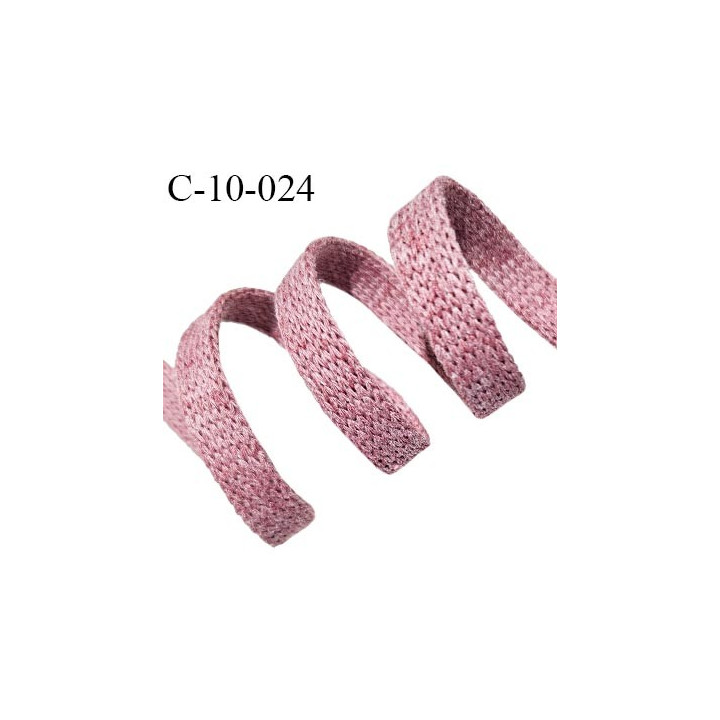 Cordon galon lacet tube largeur 10 mm couleur rose chiné prix au mètre