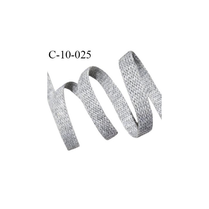 Cordon galon lacet tube largeur 10 mm couleur gris chiné prix au mètre