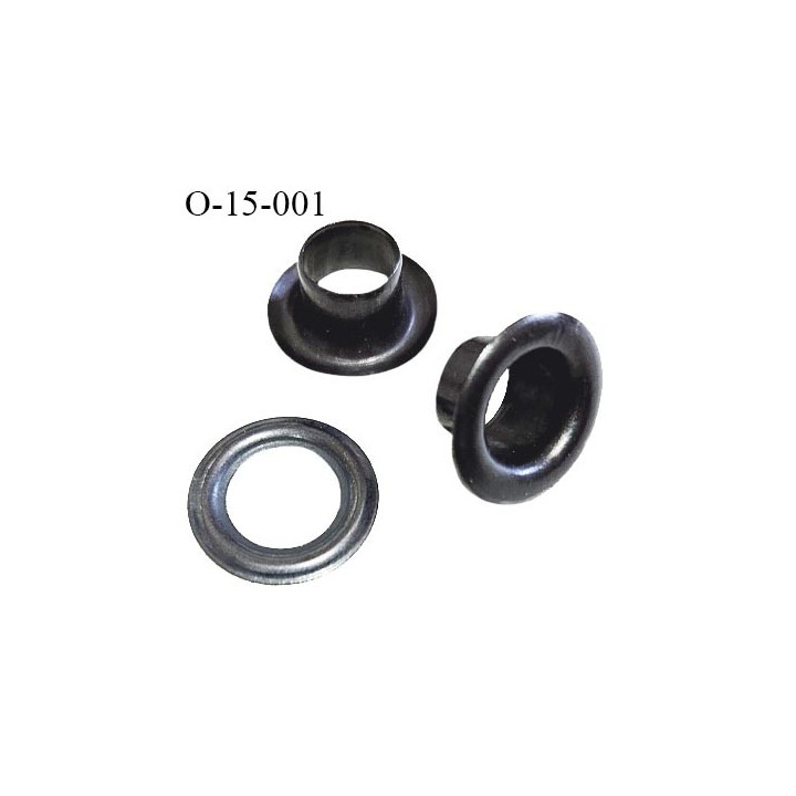 Oeillet en métal couleur laiton foncé diamètre extérieur 15 mm diamètre intérieur 7.5 mm hauteur 7.5 mm