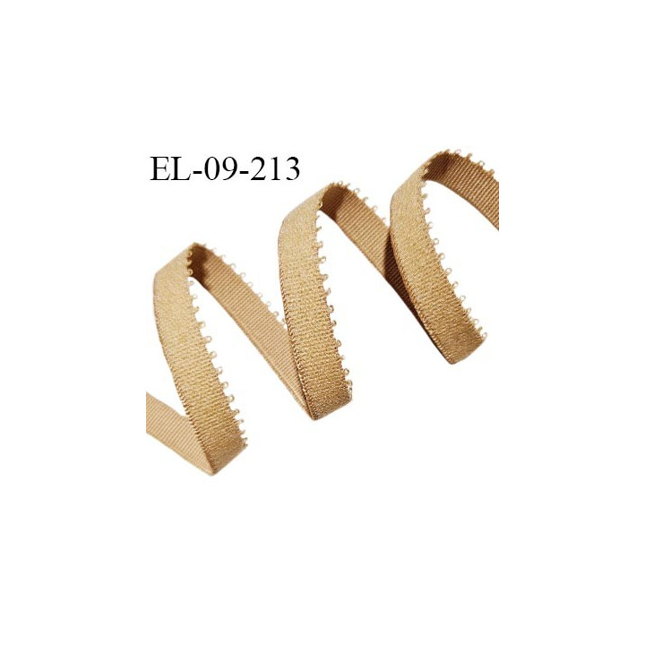 Elastique picot 9 mm lingerie couleur ambre ou caramel largeur 9 mm haut de gamme allongement +160% prix au mètre