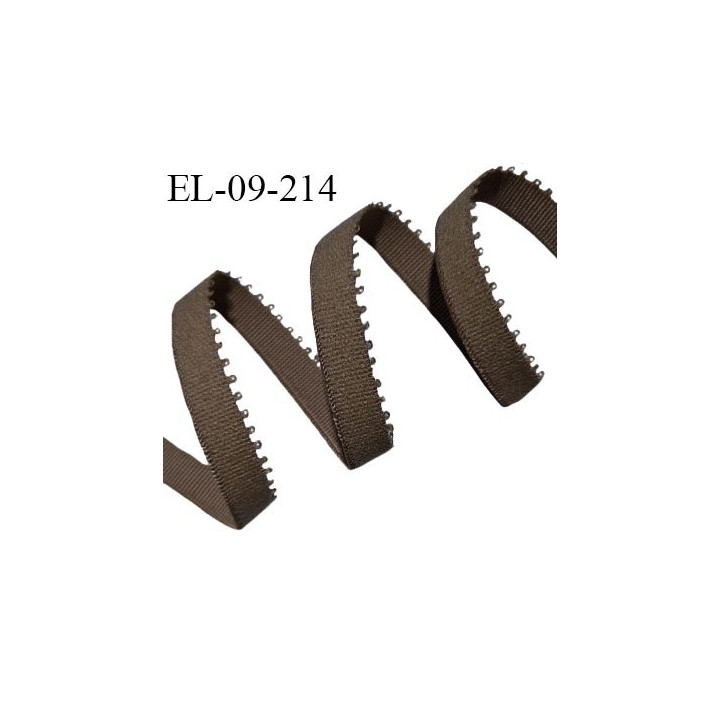 Elastique picot 9 mm lingerie couleur marron foncé ou bois brûlé largeur 9 mm haut de gamme allongement +160% prix au mètre