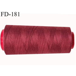 Cone 5000 m fil Polyester n° 80 couleur lie de vin longueur 5000 mètres fil  bobiné en France