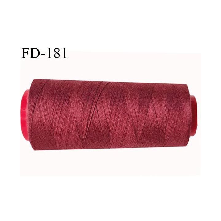 Cone 5000 m fil Polyester n° 80 couleur lie de vin longueur 5000 mètres fil  bobiné en France