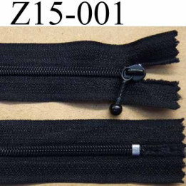 fermeture à glissière longueur 15 cm couleur noir non séparable zip nylon