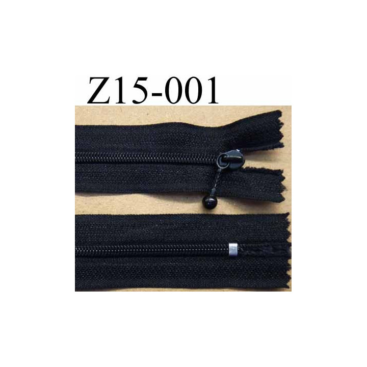 fermeture à glissière longueur 15 cm couleur noir non séparable zip nylon