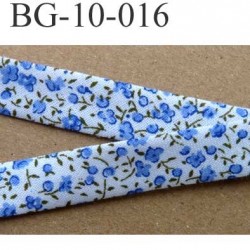 galon biais ruban passe poil plié fleur style liberty largeur 10 mm rebords plié de 5 mm couleur blanc bleu vert 100 % coton