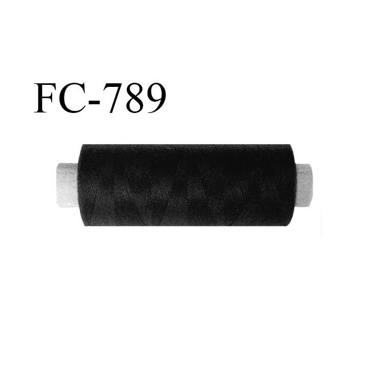 Bobine 500 m fil Polyester n° 120 couleur noir  longueur 500 mètres fil européen bobiné en France