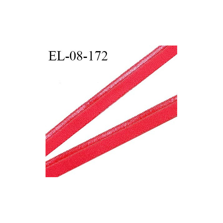 Elastique 8 mm lingerie haut de gamme couleur rouge vermeil avec liseré brillant doux au toucher largeur 8 mm prix au mètre