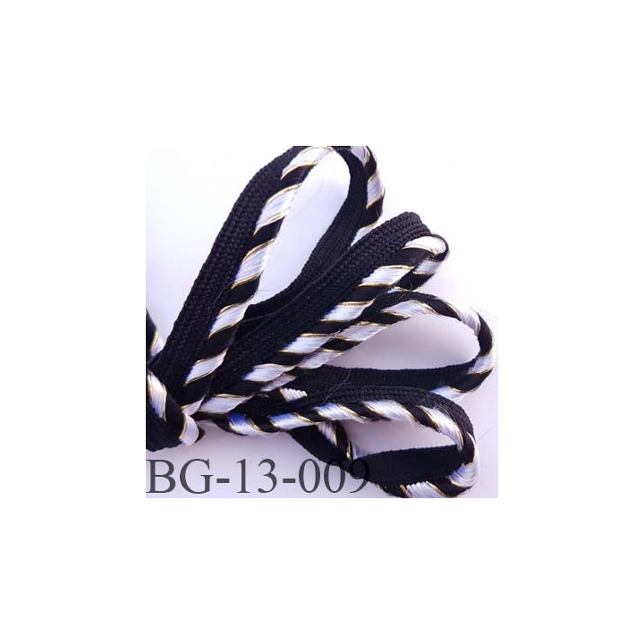 passe poil couleur noir  doré or et argent  superbe largeur 13 mm avec lien synthétique très solide prix du mètre