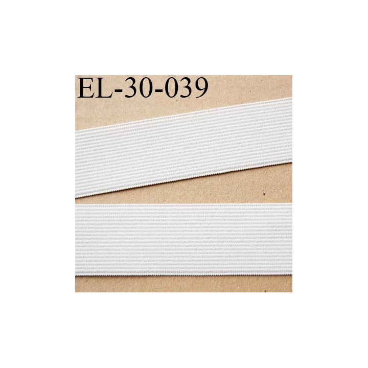 élastique 30 mm plat très belle qualité couleur naturel écru fabriqué en France largeur 30 mm prix au mètre