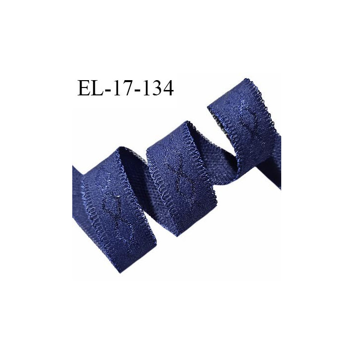 Elastique lingerie 17 mm couleur bleu marine avec picots de chaque côté doux au toucher largeur 17 mm