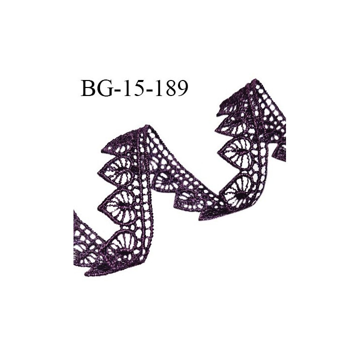 Galon dentelle ruban guipure 15 mm couleur violet largeur 15 mm prix au mètre