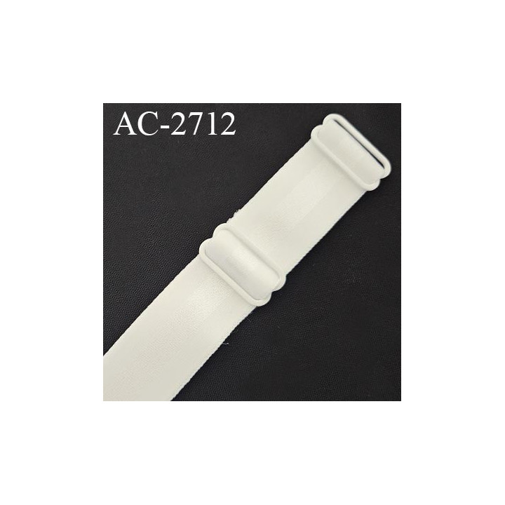 Bretelle lingerie SG 25 mm très haut de gamme couleur blanc avec un liseré effet satiné au centre avec 2 barrettes largeur 25 mm