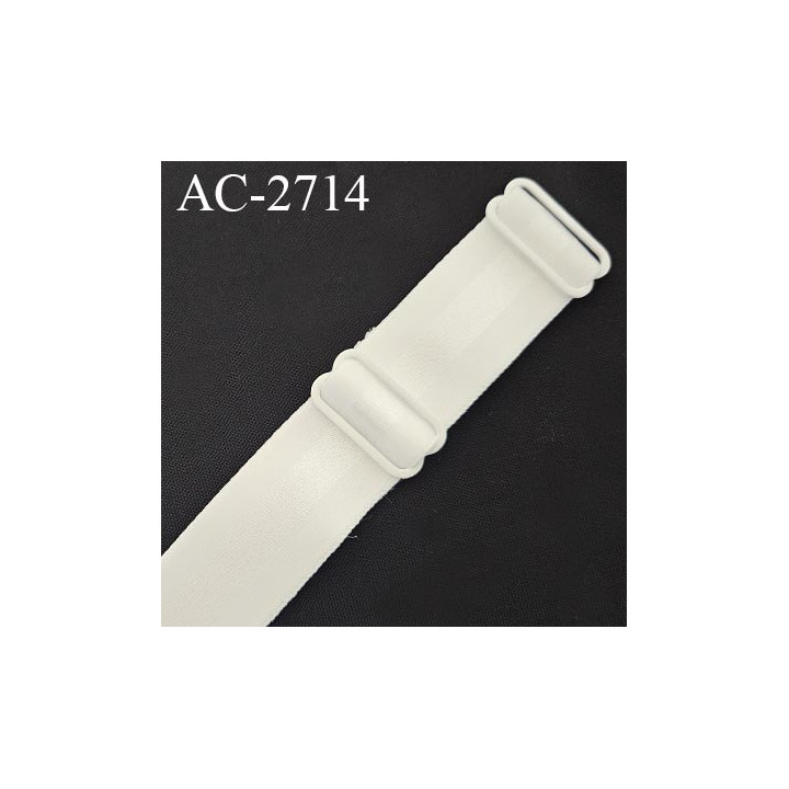 Bretelle lingerie SG 20 mm très haut de gamme couleur blanc avec un liseré effet satiné au centre avec 2 barrettes