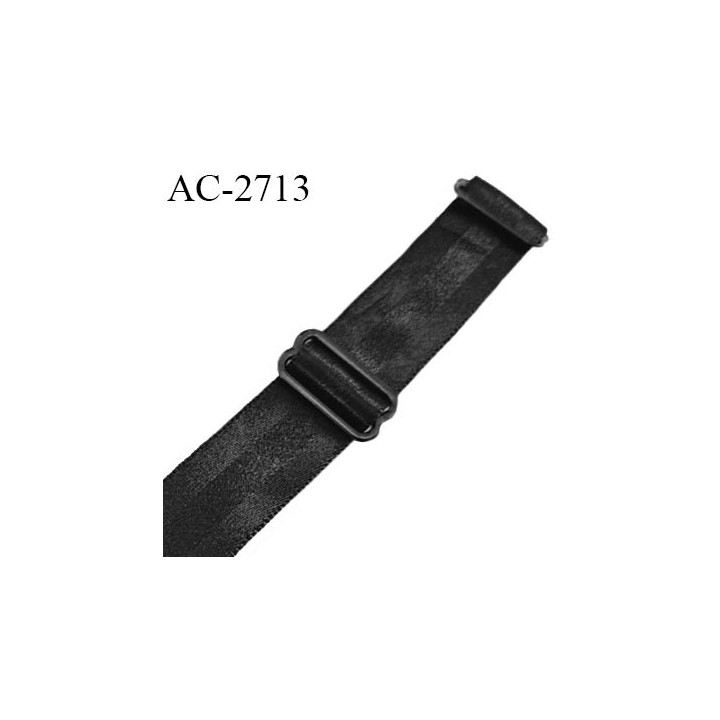Bretelle lingerie SG 20 mm très haut de gamme couleur noir avec un liseré effet satiné au centre avec 2 barrettes largeur 20 mm