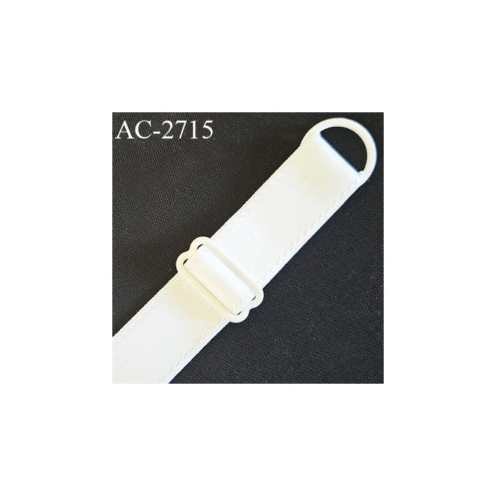 Bretelle lingerie SG 20 mm très haut de gamme couleur blanc avec un liseré effet satiné au centre avec 1 barrette et 1 anneau