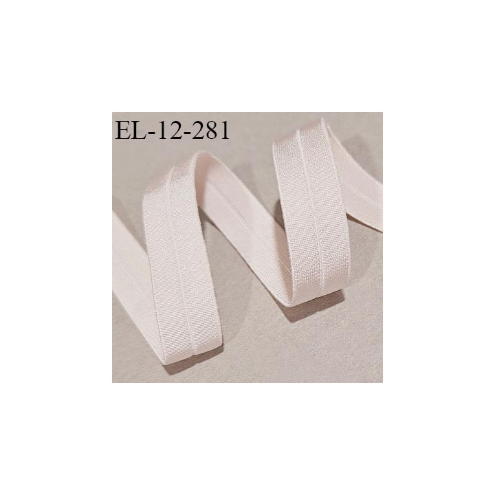 Elastique lingerie 12 mm pré plié couleur rose très pâle brillant largeur 12 mm allongement +160% prix au mètre