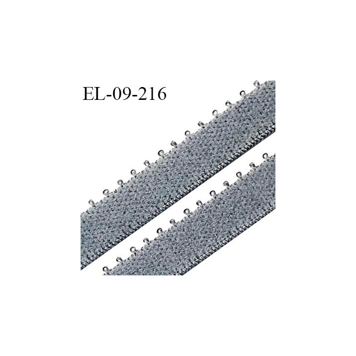 Elastique picot 9 mm lingerie couleur gris granit largeur 9 mm haut de gamme allongement +160% prix au mètre