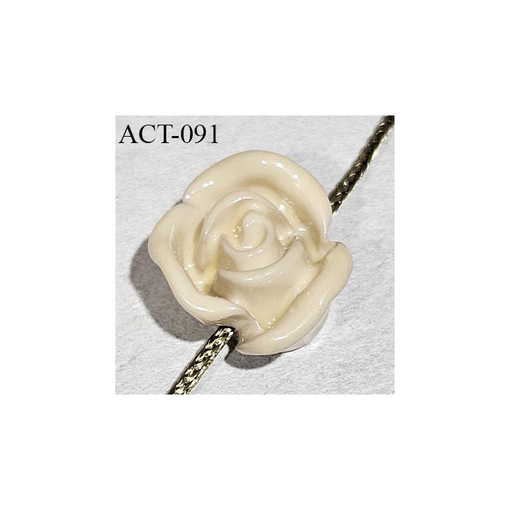 Décor accessoire perle fleur couleur beige en forme de rose diamètre 14 mm avec passage pour un cordon de 1 mm prix à la pièce