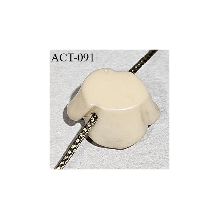 Décor accessoire perle fleur couleur beige en forme de rose diamètre 14 mm avec passage pour un cordon de 1 mm prix à la pièce