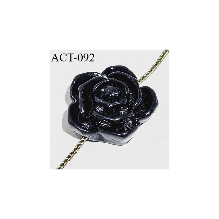 Décor accessoire perle fleur couleur noir en forme de rose diamètre 20 mm avec passage pour un cordon de 1 mm prix à la pièce