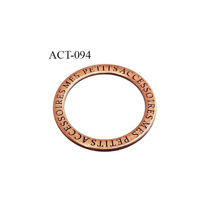 Anneau 21 mm métal couleur cuivre avec gravure MES PETITS ACCESSOIRES largeur intérieure 21 mm