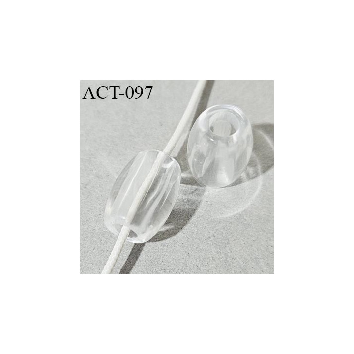Décor accessoire perle longueur 15 mm largeur 10 mm couleur transparent avec passage pour un cordon de 3 mm prix à la pièce