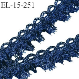 Elastique 15 mm froufrou dentelle couleur bleu largeur de l'élastique 7 mm largeur totale 15 mm prix au mètre