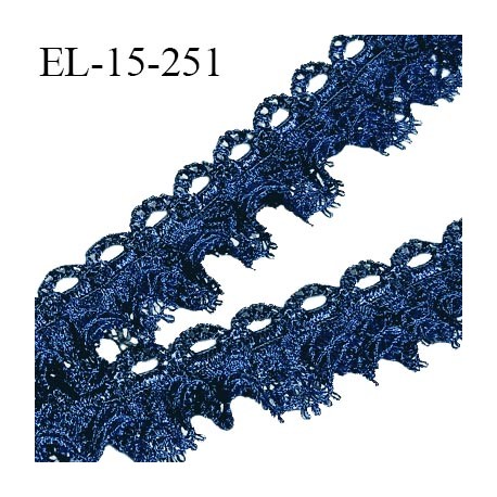 Elastique 15 mm froufrou dentelle couleur bleu largeur de l'élastique 7 mm largeur totale 15 mm prix au mètre