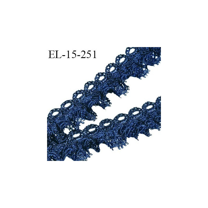 Elastique 15 mm froufrou dentelle couleur bleu largeur de l'élastique 7 mm largeur totale 15 mm prix au mètre
