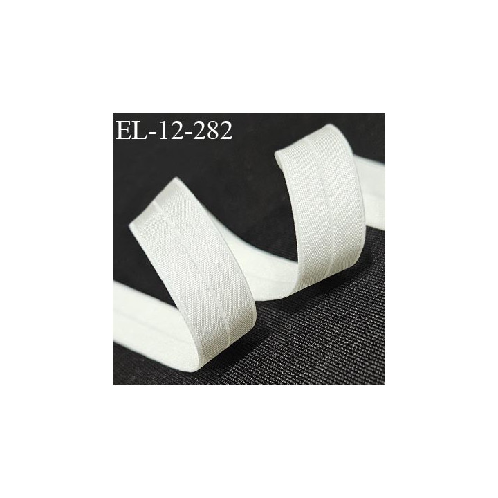 Elastique lingerie 12 mm pré plié couleur écru nacre brillant largeur 12 mm allongement +160% prix au mètre