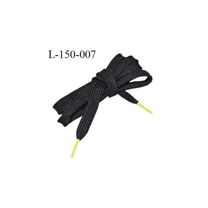 Lacet plat 150 cm couleur noir largeur 10 mm longueur 150 cm embout gainé prix pour une paire