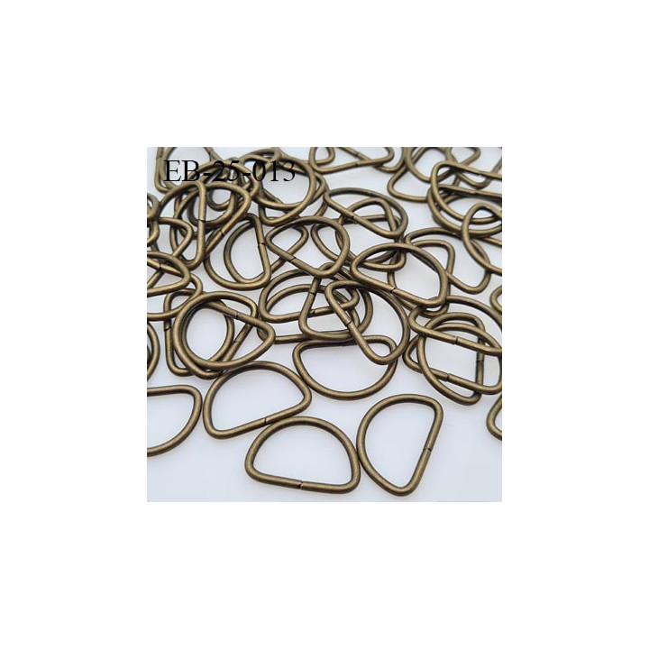 Boucle etrier anneau demi rond métal couleur bronze clair largeur  2.4 cm intérieur 2 cm idéal pour sangle 2 cm hauteur 1.6 cm