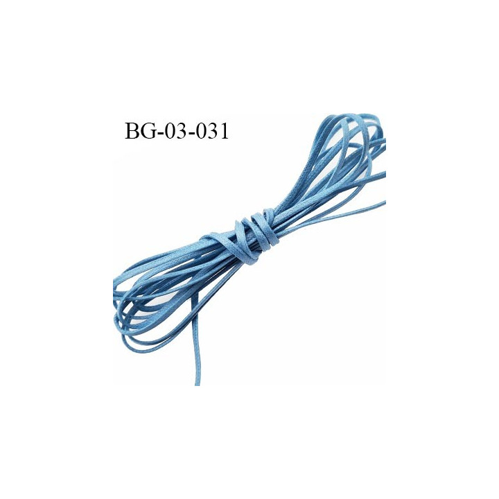 Galon lacette ciré 2 mm couleur bleu ciel très solide largeur 2 mm prix au mètre
