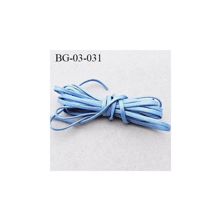 Galon lacette ciré 2 mm couleur bleu ciel très solide largeur 2 mm prix au mètre