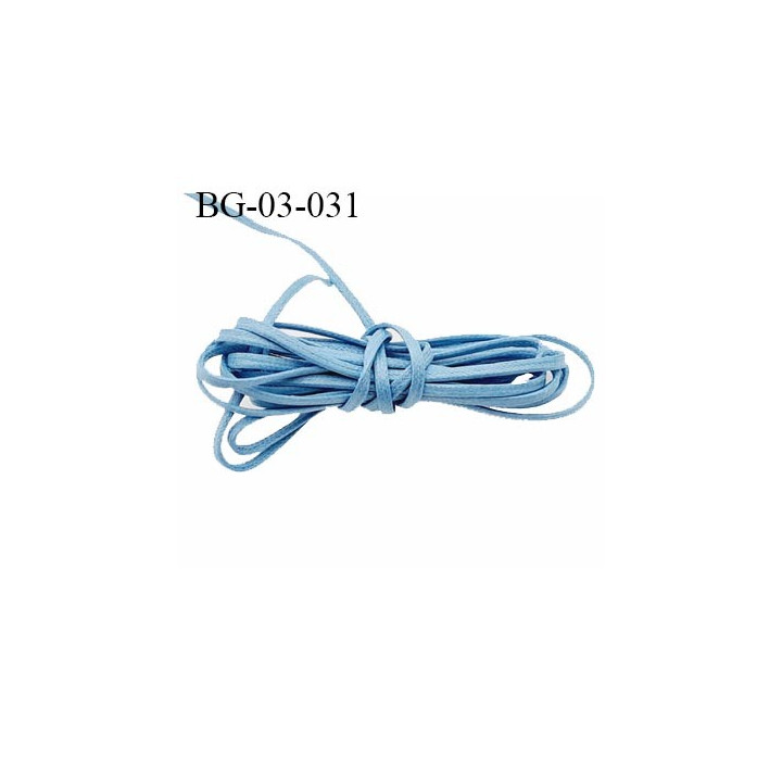 Galon lacette ciré 2 mm couleur bleu ciel très solide largeur 2 mm prix au mètre