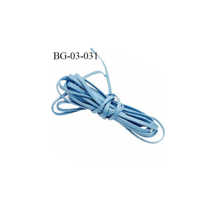 Galon lacette ciré 2 mm couleur bleu ciel très solide largeur 2 mm prix au mètre