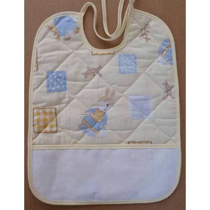 bavoir à broder coton imprimé motif lapin