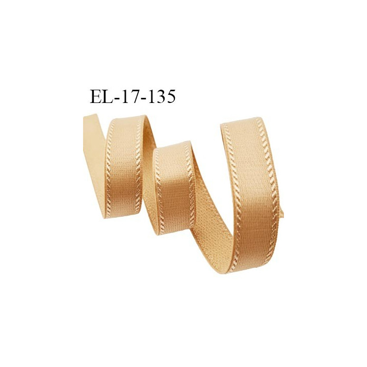 Elastique 16 mm bretelle et lingerie avec surpiqûres couleur ambre ou caramel doré allongement +50% largeur 16 mm prix au mètre