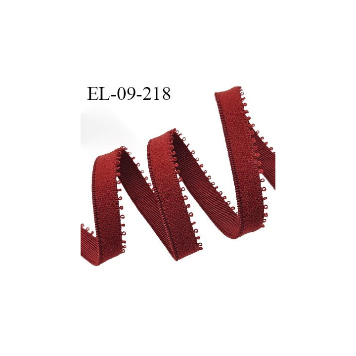 Elastique picot 9 mm lingerie couleur rouge toscan largeur 9 mm haut de gamme allongement +160% prix au mètre