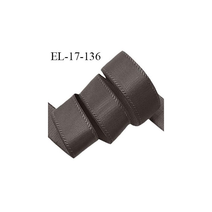 Elastique 16 mm bretelle et lingerie avec surpiqûres couleur marron foncé allongement +50% largeur 16 mm prix au mètre