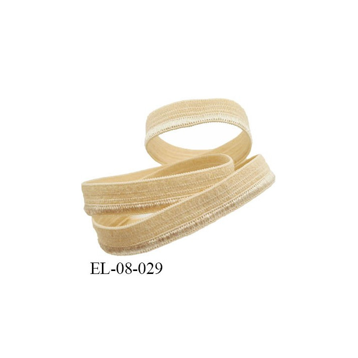 élastique 8 mm plat souple couleur  beige avec une bordure brillante largeur 8 mm  prix  au mètre